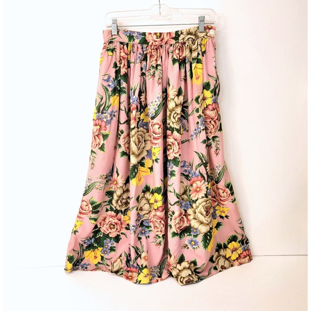 Vintage Hunt Club Pink English Floral Skirt Cottagecore Romantic
